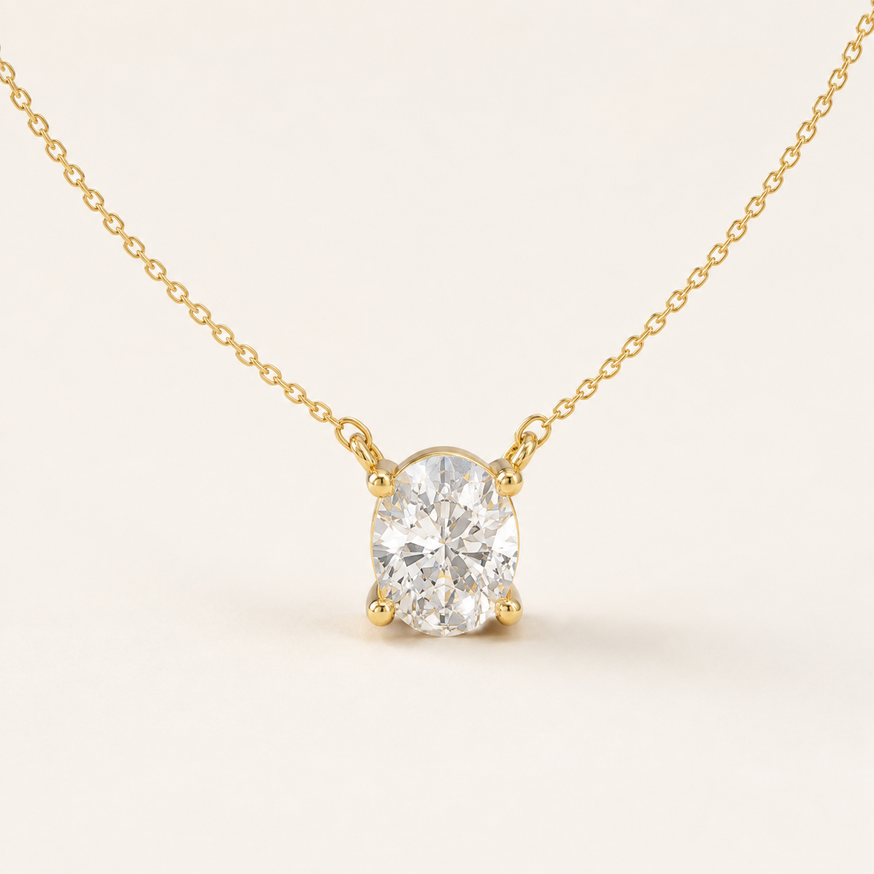 2.42 CT Oval Lab-Grown Diamond Solitaire Pendant Necklace in White Gold, Yellow Gold & Rose Gold