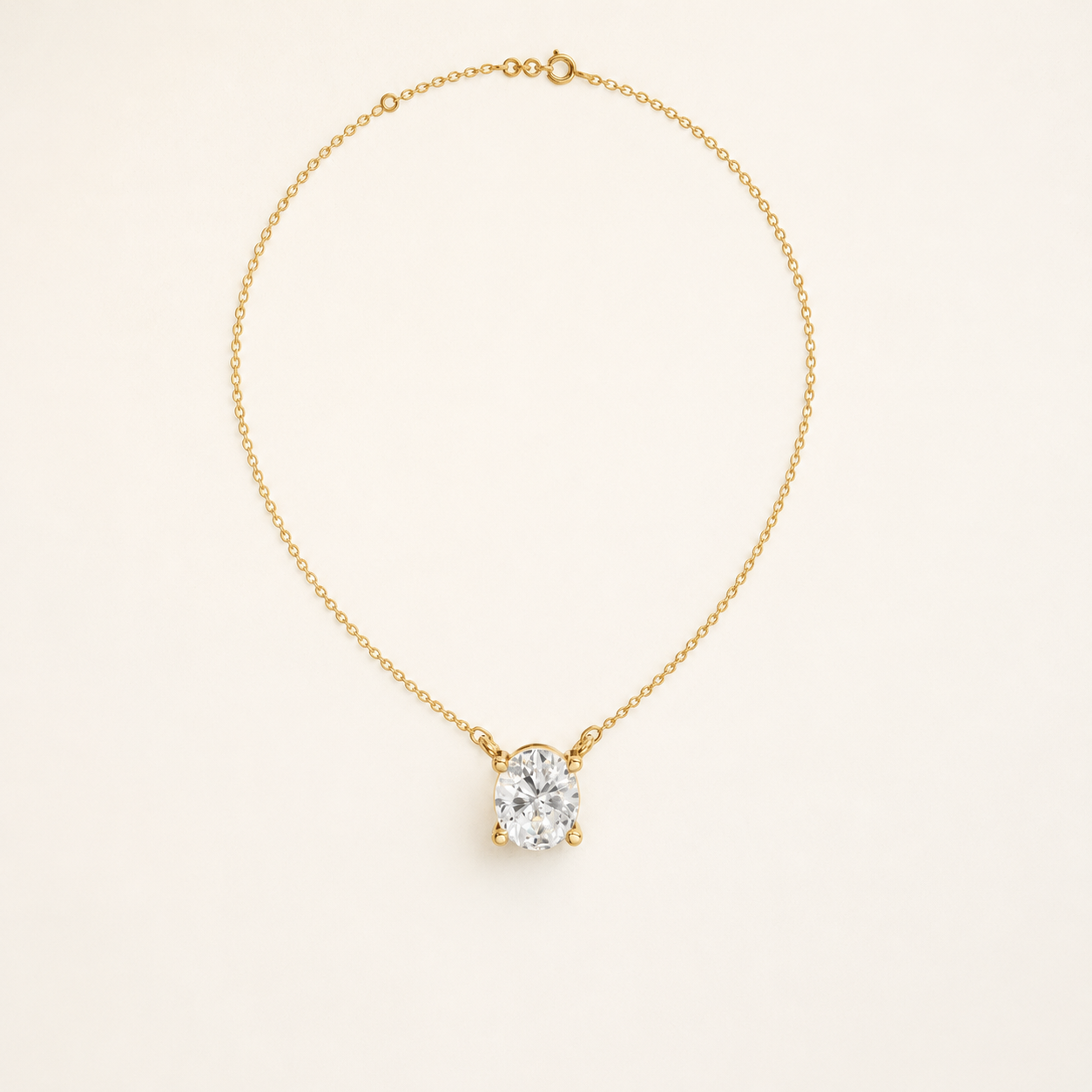 2.42 CT Oval Lab-Grown Diamond Solitaire Pendant Necklace in White Gold, Yellow Gold & Rose Gold - view 2