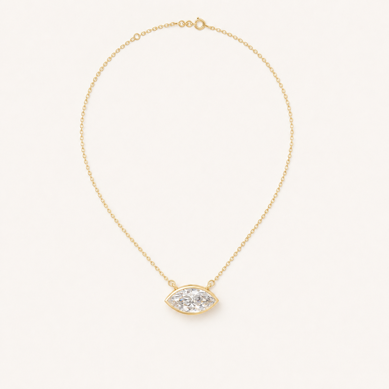 1.76 CT Marquise Cut Lab-Grown Diamond Bezel Pendant Necklace in White Gold, Yellow Gold & Rose Gold - view 2