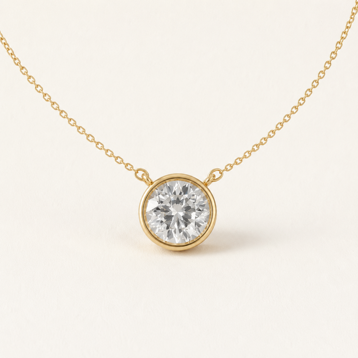 2.62 CT Round Lab-Grown Diamond Bezel Pendant Necklace in White Gold, Yellow Gold & Rose Gold - view 2