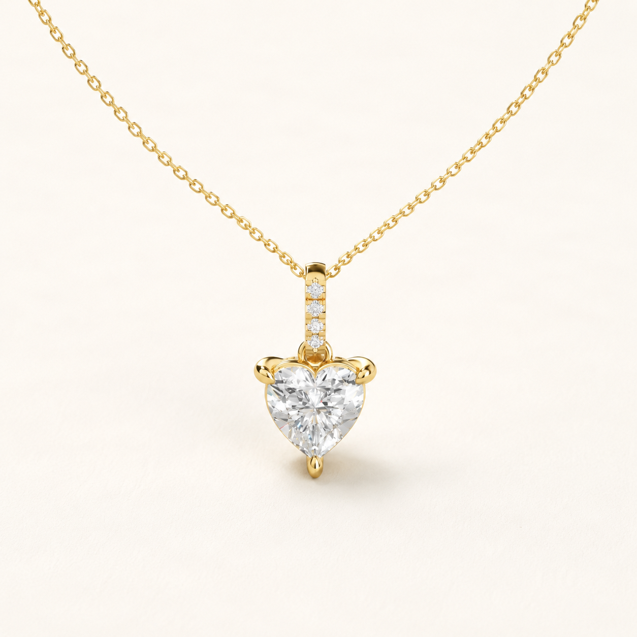 1.42 CT Heart Cut Lab-Grown Diamond Pendant Necklace in White Gold, Yellow Gold & Rose Gold