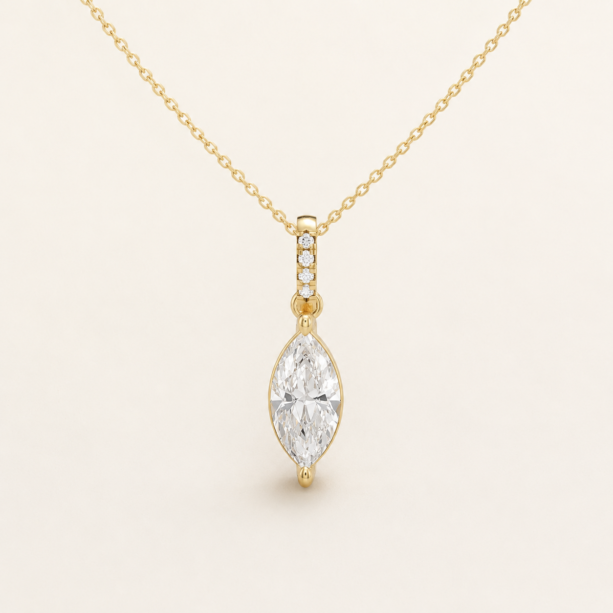 1.41 CT Marquise Cut Lab-Grown Diamond Pendant Necklace in White Gold, Yellow Gold & Rose Gold