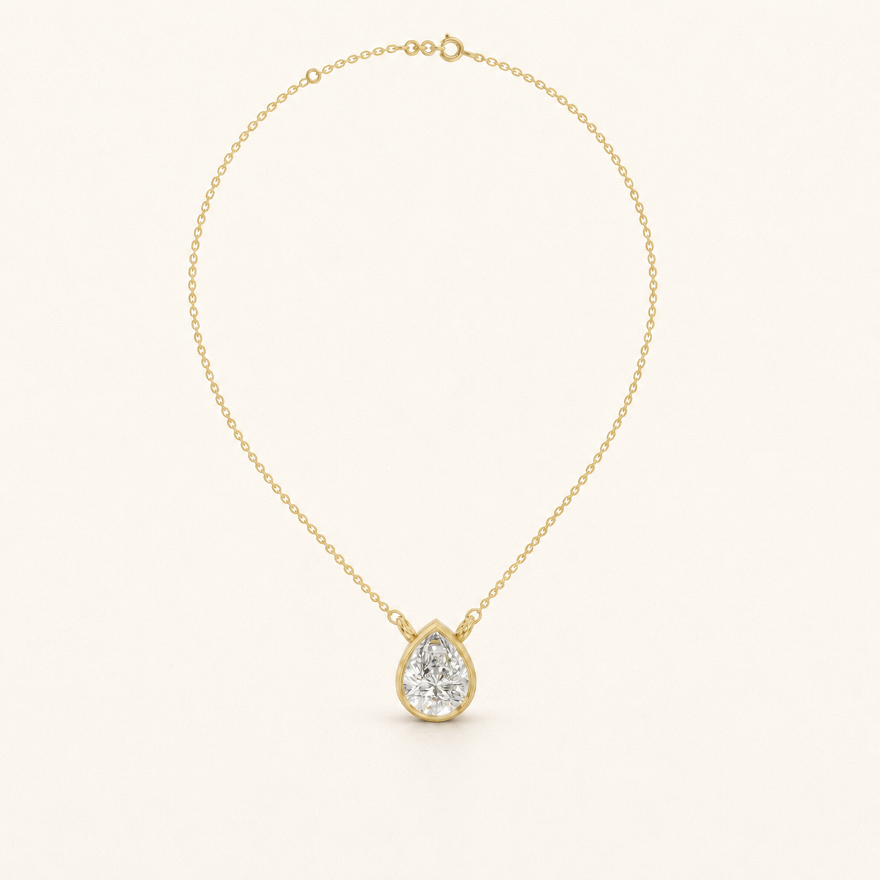 2.45 CT Pear Cut Lab-Grown Diamond Bezel Pendant Necklace in White Gold, Yellow Gold & Rose Gold - view 2