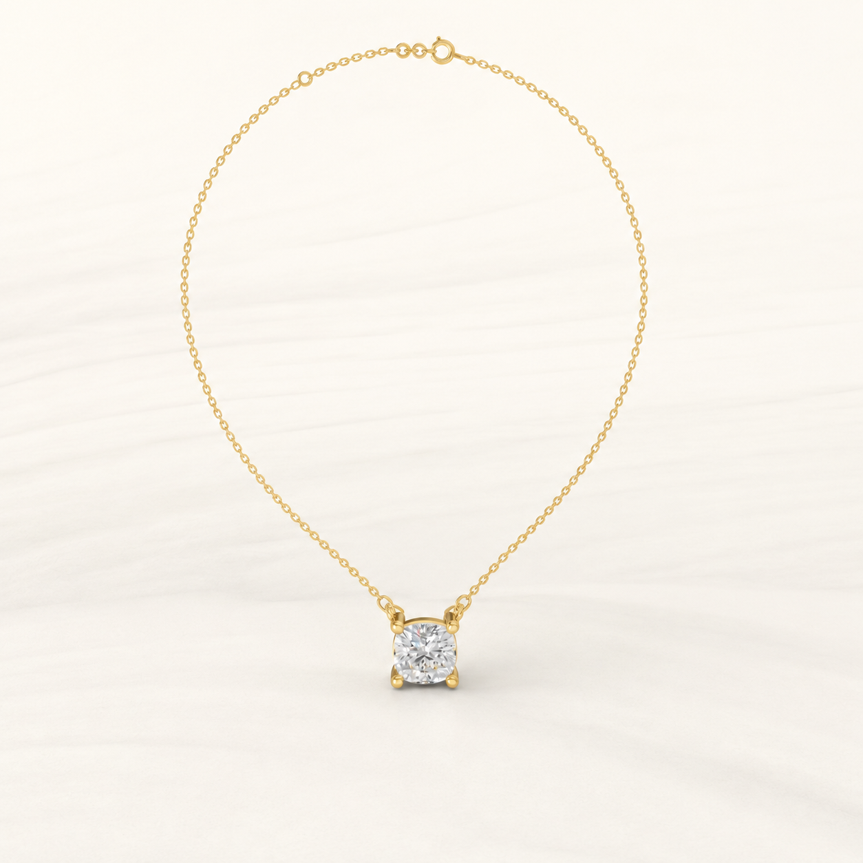 2.20 CT Cushion Cut Lab-Grown Diamond Solitaire Pendant Necklace in White Gold, Yellow Gold & Rose Gold - view 2