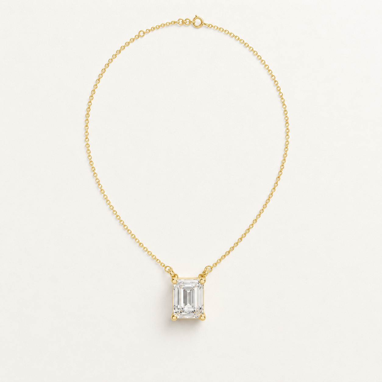 2.96 CT Emerald Cut Lab-Grown Diamond Solitaire Pendant Necklace in White Gold, Yellow Gold & Rose Gold - view 2