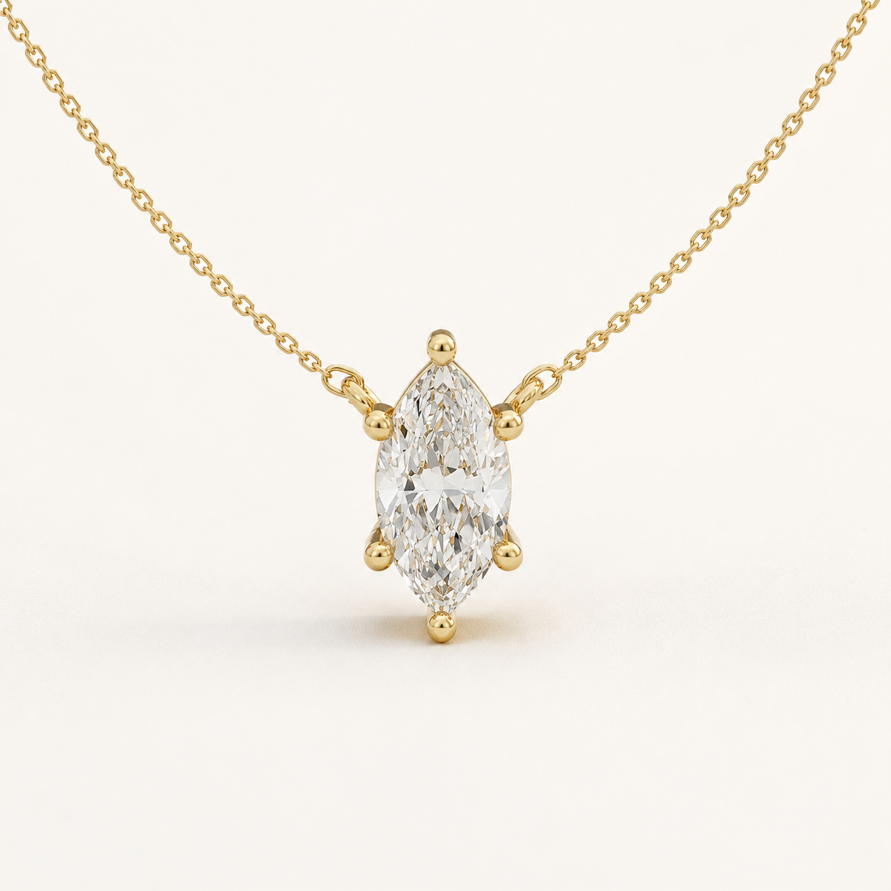 2.25 CT Marquise Cut Lab-Grown Diamond Solitaire Pendant Necklace in White Gold, Yellow Gold & Rose G