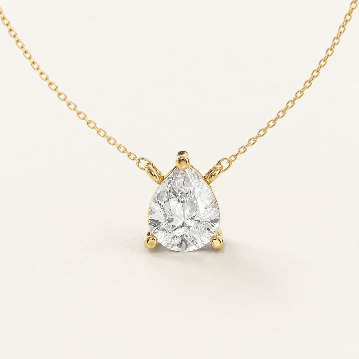3.32 CT Pear Cut Lab-Grown Diamond Solitaire Pendant Necklace in White Gold, Yellow Gold & Rose Gold