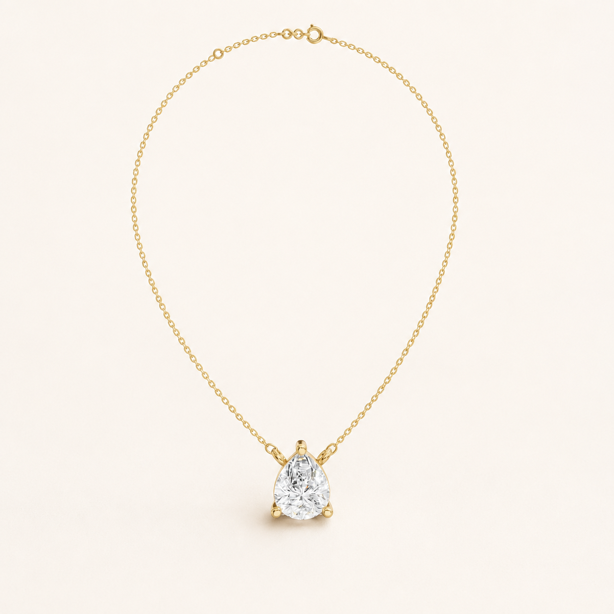 3.32 CT Pear Cut Lab-Grown Diamond Solitaire Pendant Necklace in White Gold, Yellow Gold & Rose Gold - view 2