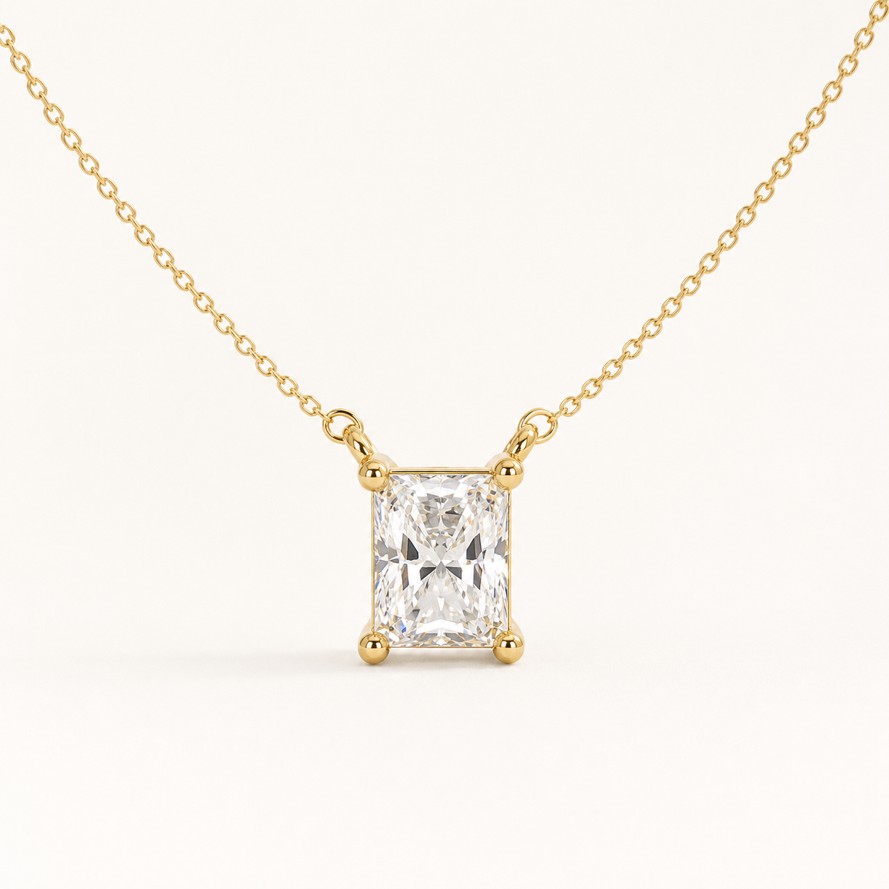 3.00 CT Radiant Cut Lab-Grown Diamond Solitaire Pendant Necklace in White Gold, Yellow Gold & Rose Gold