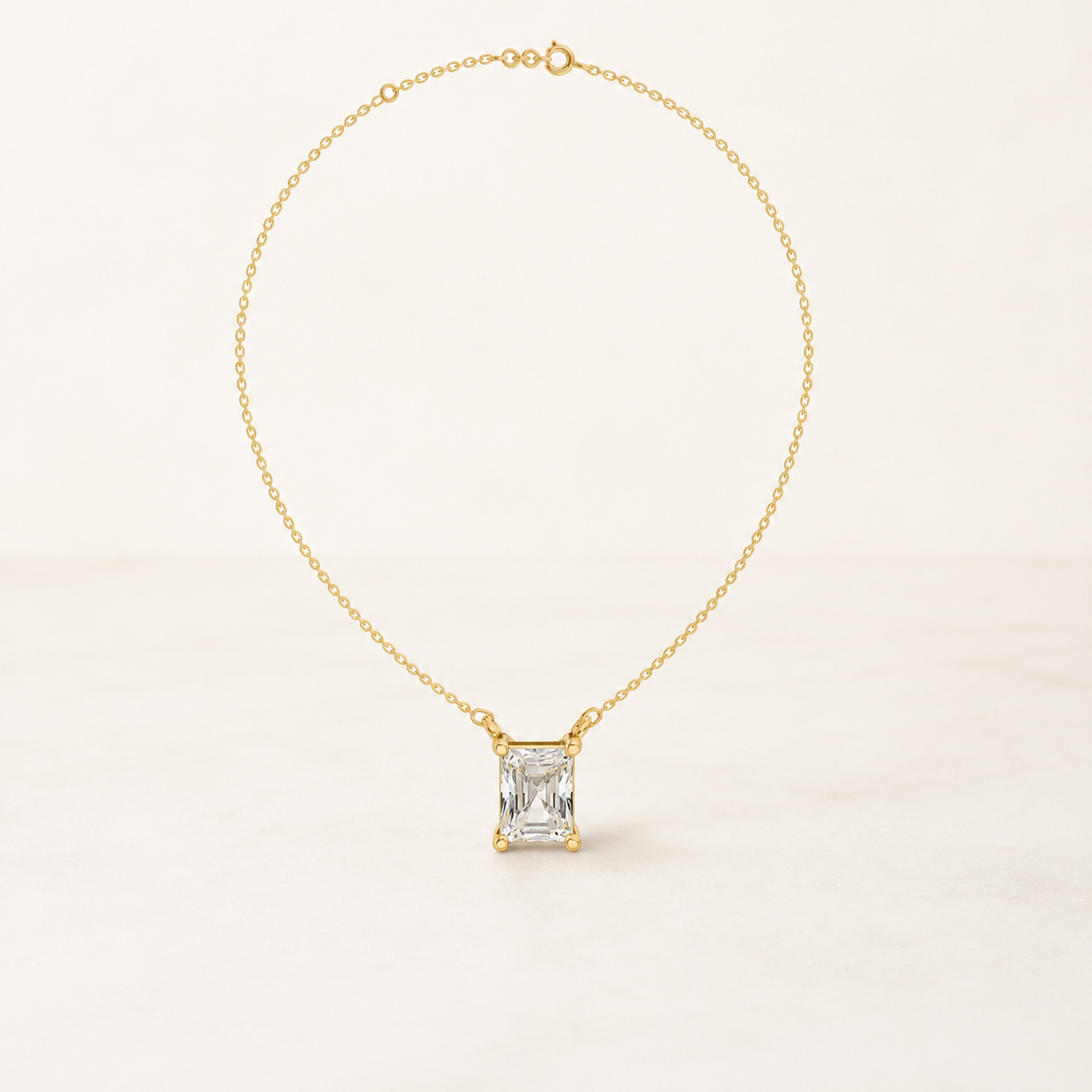 3.00 CT Radiant Cut Lab-Grown Diamond Solitaire Pendant Necklace in White Gold, Yellow Gold & Rose Gold - view 2