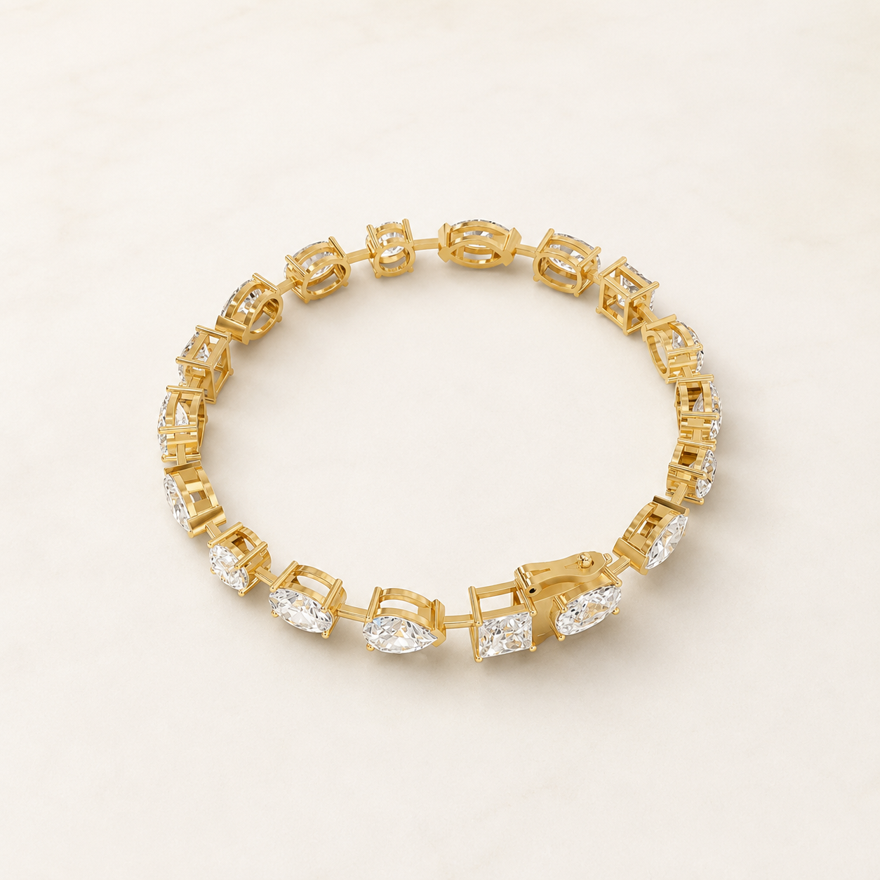 2.25 CT Marquise, Oval, Round & Princess Lab-Grown Diamond Tennis Bracelet in White Gold, Yellow Gold & Rose Gold - view 2