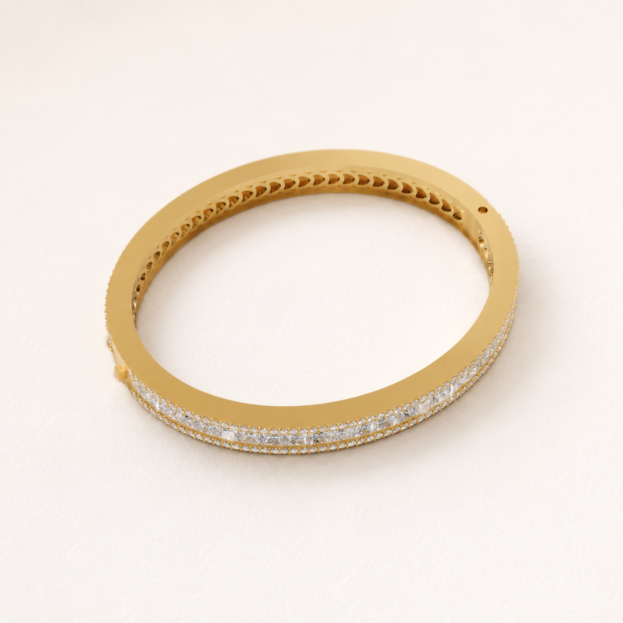 9.00 CT Princess Cut Lab-Grown Diamond Bangle Bracelet in White Gold, Yellow Gold & Rose Gold - view 2