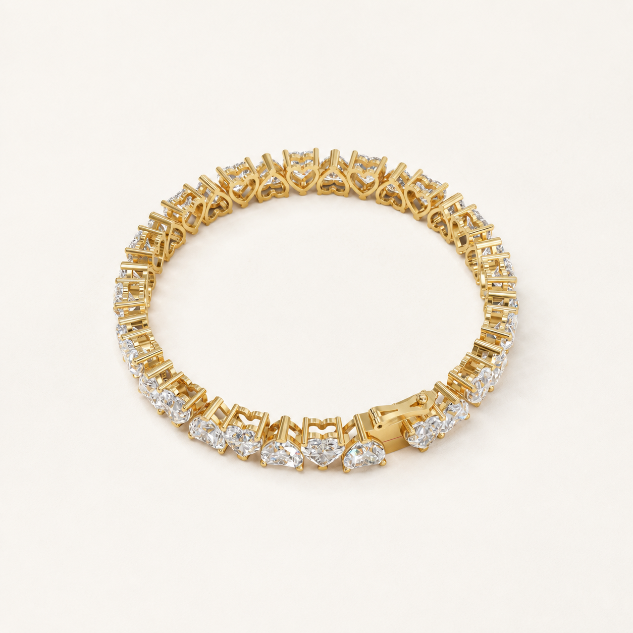 25.00 CT Heart Cut Lab-Grown Diamond Tennis Bracelet in White Gold, Yellow Gold & Rose Gold - view 2