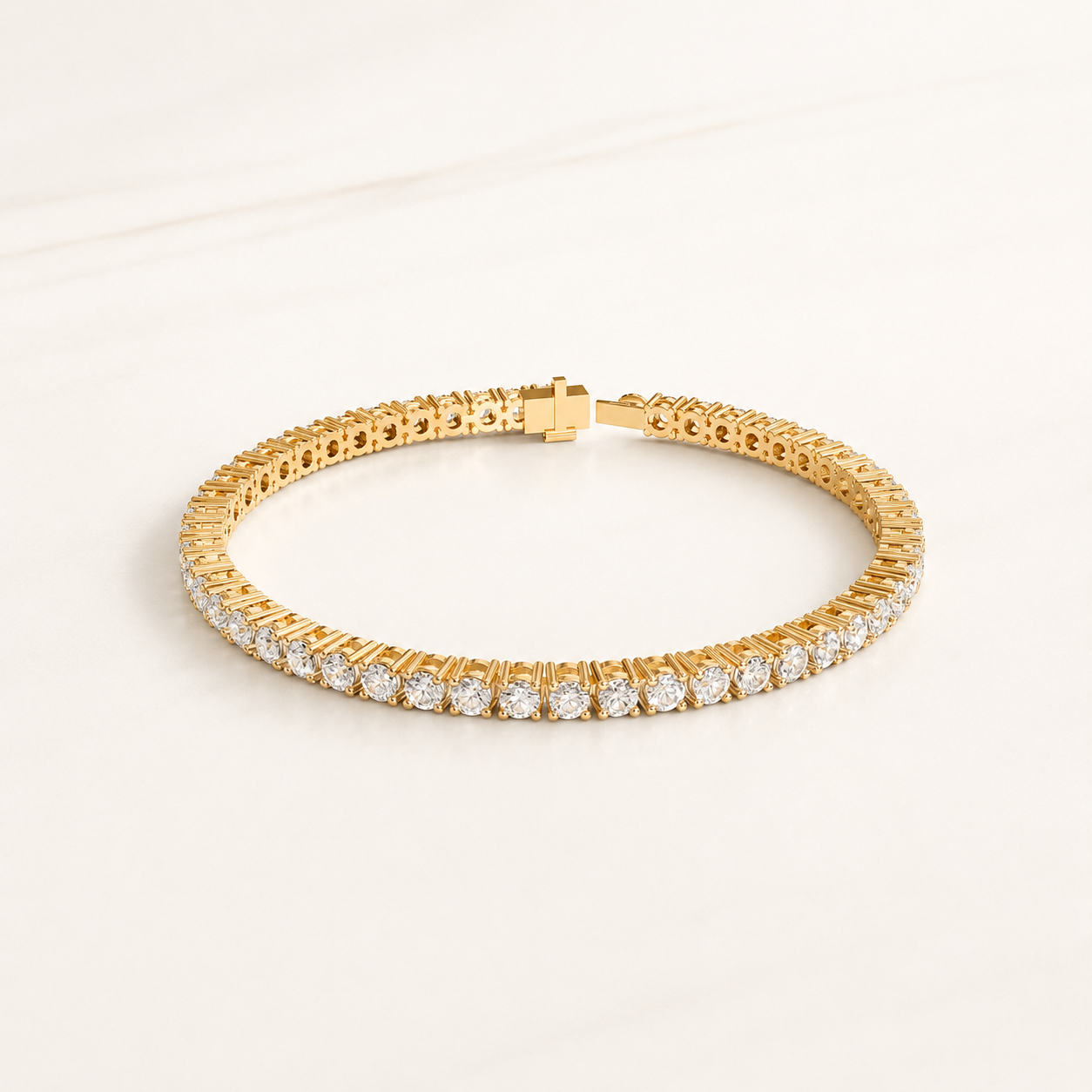 7.14 CT Round Lab-Grown Diamond Tennis Bracelet in White Gold, Yellow Gold & Rose Gold