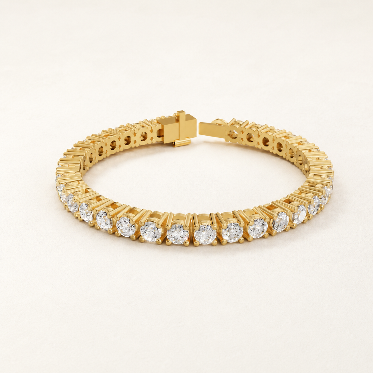 17.00 CT Round Lab-Grown Diamond Tennis Bracelet in White Gold, Yellow Gold & Rose Gold