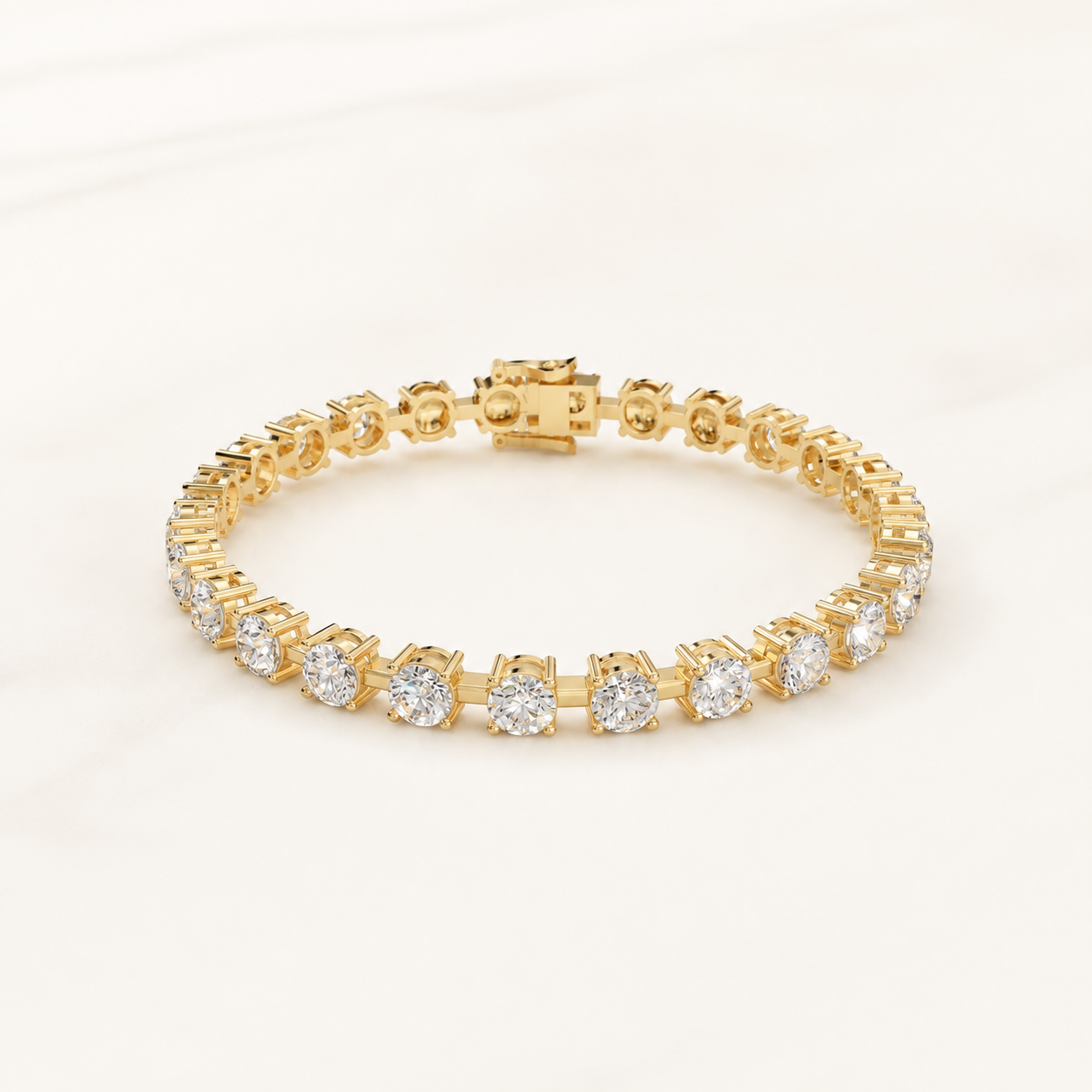 10.00 CT Round Lab-Grown Diamond Tennis Bracelet in White Gold, Yellow Gold & Rose Gold