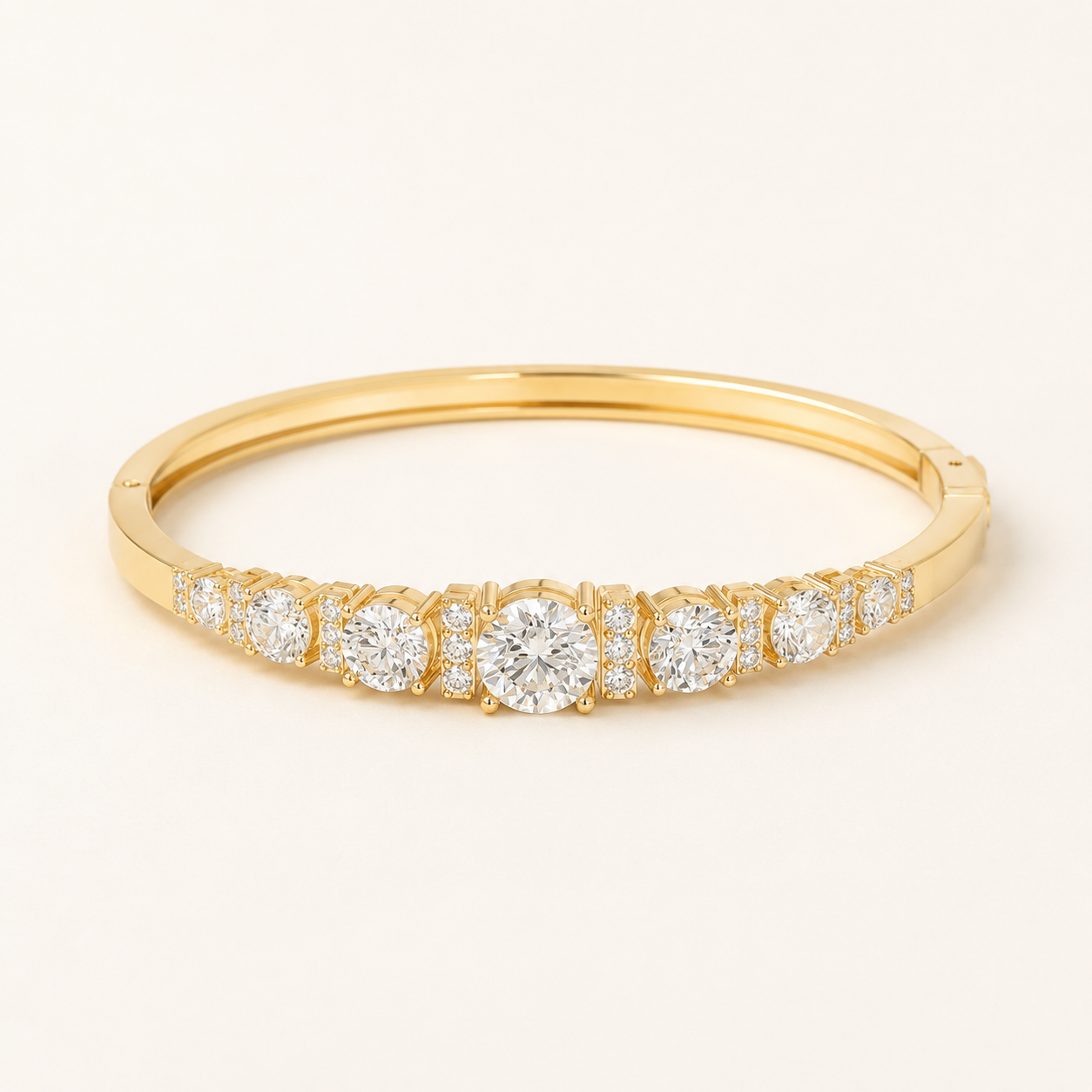 1.95 CT Round Lab-Grown Diamond Graduated Bangle Bracelet in White Gold, Yellow Gold & Rose Gold
