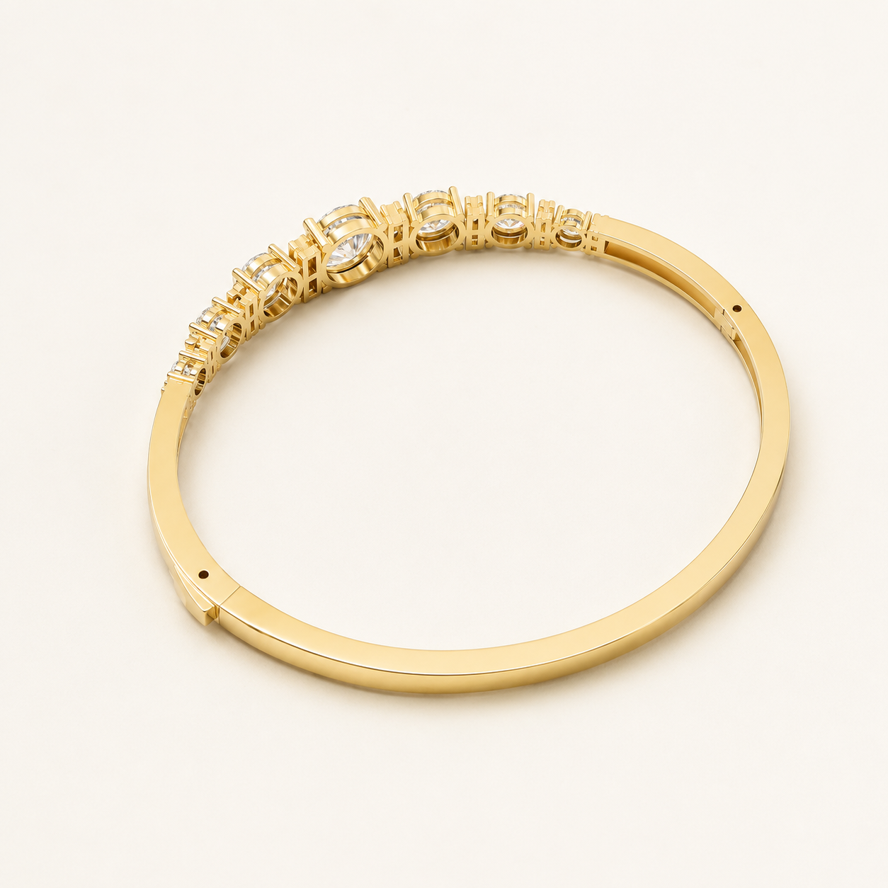 1.95 CT Round Lab-Grown Diamond Graduated Bangle Bracelet in White Gold, Yellow Gold & Rose Gold - view 2