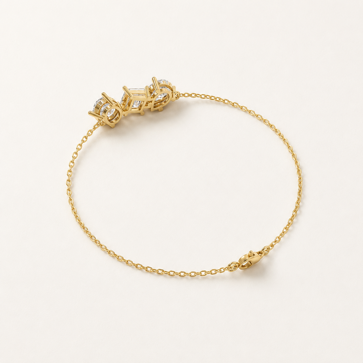 1.50 CT Pear Cut Lab-Grown Diamond Three-Stone Bracelet in White Gold, Yellow Gold & Rose Gold - view 2