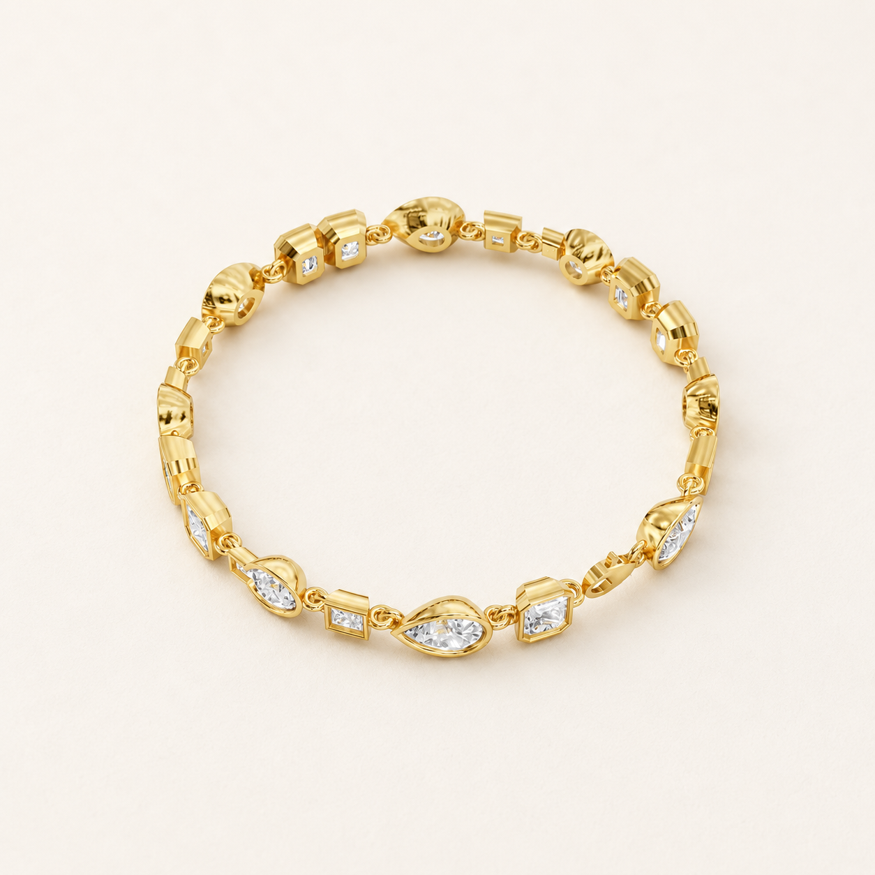 3.150 CT Emerald, Pear & Princess Lab-Grown Diamond Bracelet in White Gold, Yellow Gold & Rose Gold - view 2