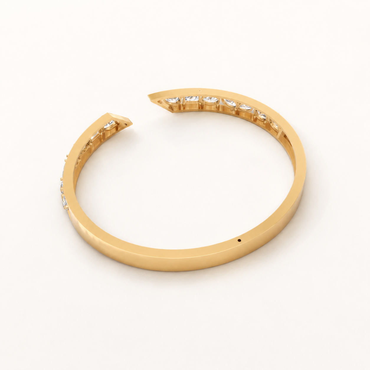 0.900 CT Pear, Round & Emerald Lab-Grown Diamond Open Cuff Bangle Bracelet in White Gold, Yellow Gold & Rose Gold - view 2