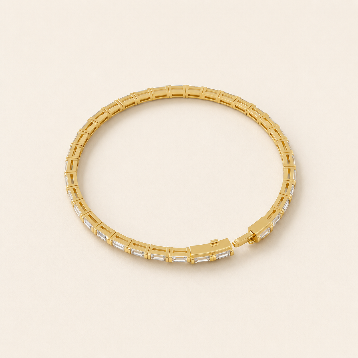 2.80 CT Baguette Lab-Grown Diamond Tennis Bracelet in White Gold, Yellow Gold & Rose Gold - view 2