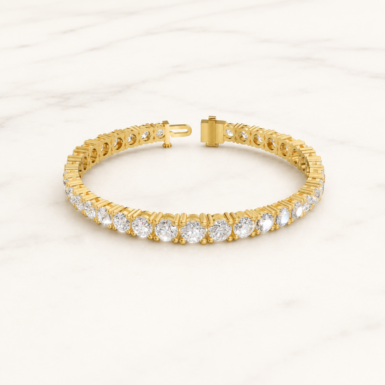 2.52 CT Round Lab-Grown Diamond Tennis Bracelet in White Gold, Yellow Gold & Rose Gold