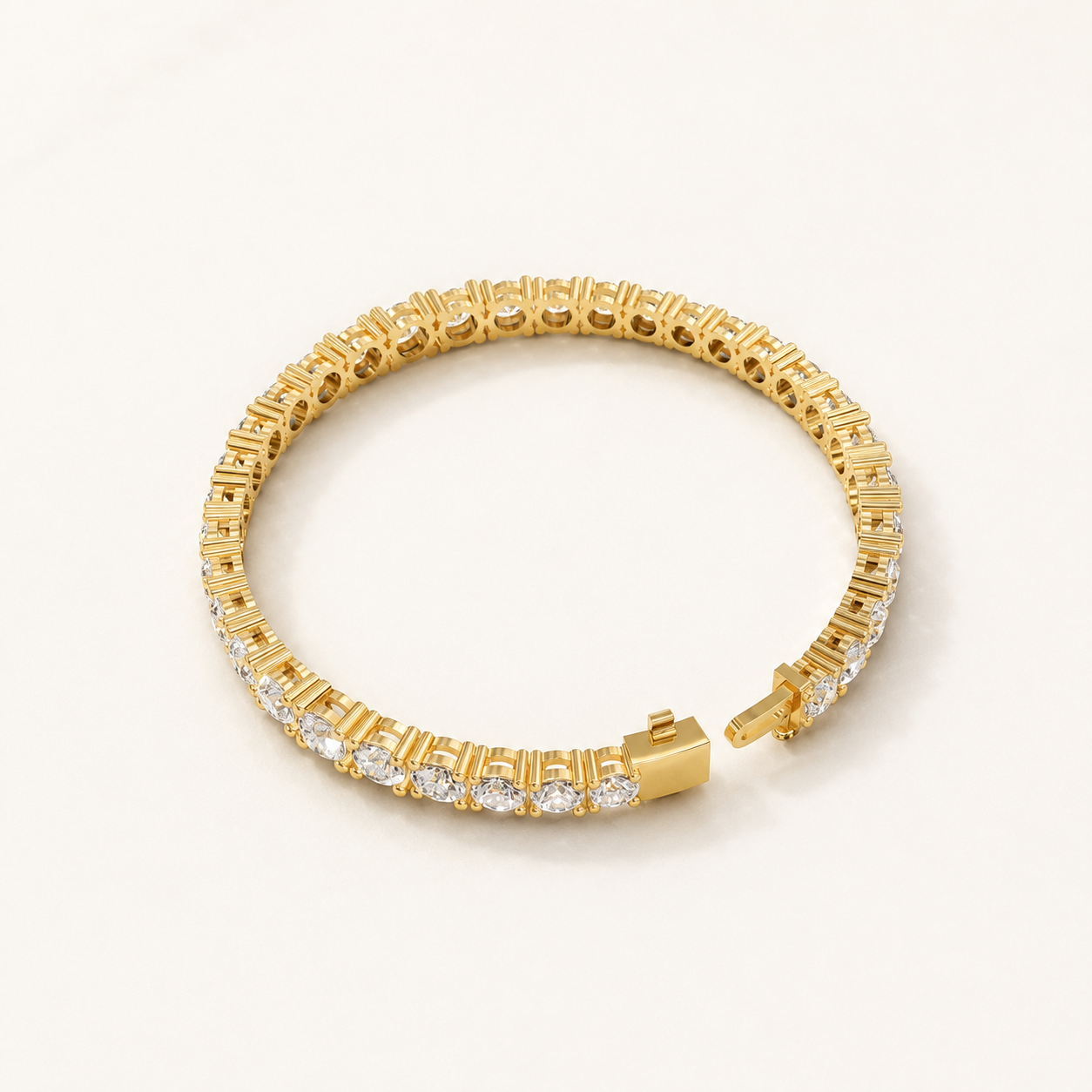 2.52 CT Round Lab-Grown Diamond Tennis Bracelet in White Gold, Yellow Gold & Rose Gold - view 2