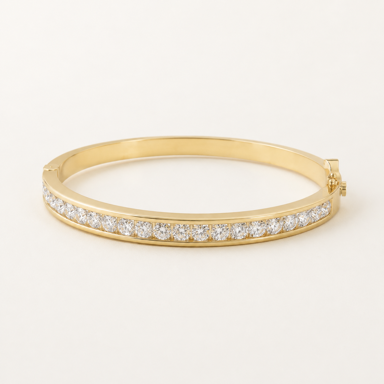 3.78 CT Round Lab-Grown Diamond Channel-Set Bangle Bracelet in White Gold, Yellow Gold & Rose Gold