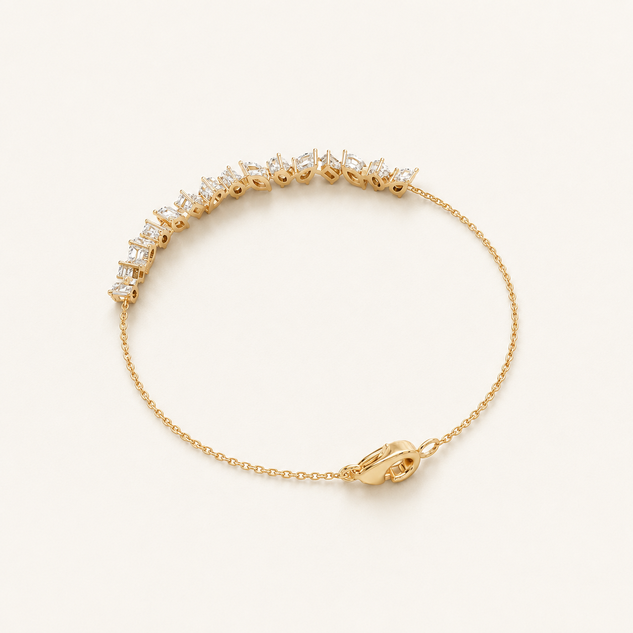 1.28 CT Marquise, Pear, Round & Princess Lab-Grown Diamond Chain Bracelet in White Gold, Yellow Gold & Rose Gold - view 2