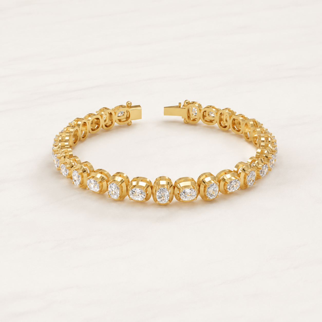 5.60 CT Cushion Cut Lab-Grown Diamond Tennis Bracelet in White Gold, Yellow Gold & Rose Gold