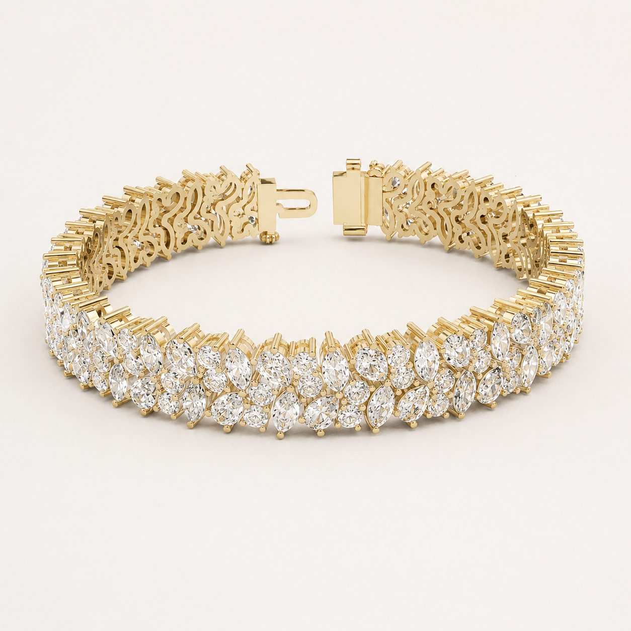 7.20 CT Marquise & Pear Lab-Grown Diamond Floral Tennis Bracelet in White Gold, Yellow Gold & Rose Gold