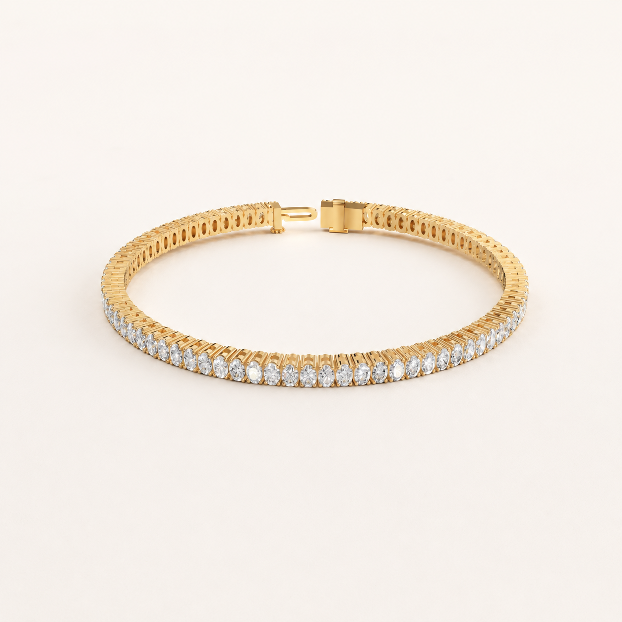 7.20 CT Oval Lab-Grown Diamond Tennis Bracelet in White Gold, Yellow Gold & Rose Gold