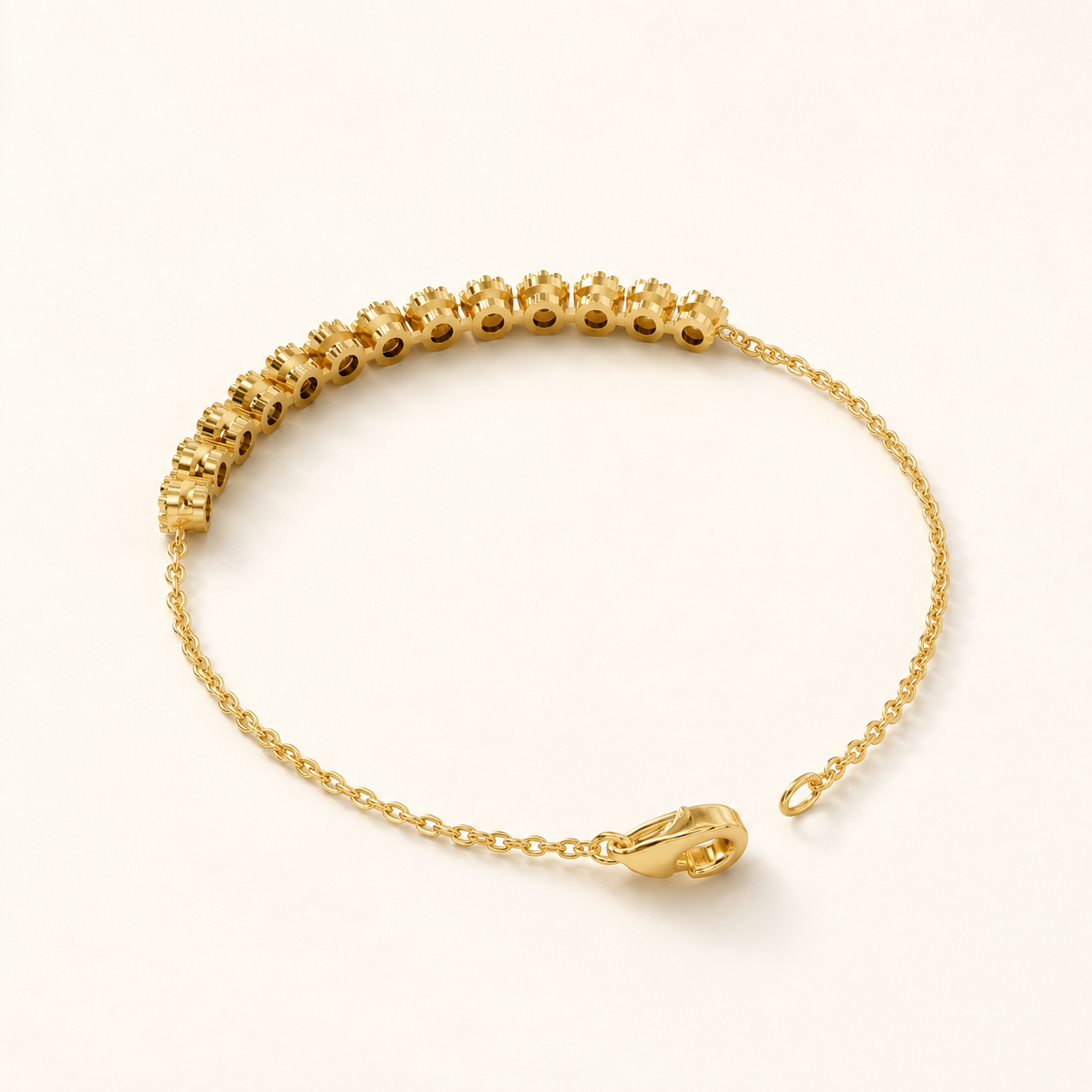 1.56 CT Round Lab-Grown Diamond Chain Bracelet in White Gold, Yellow Gold & Rose Gold - view 2
