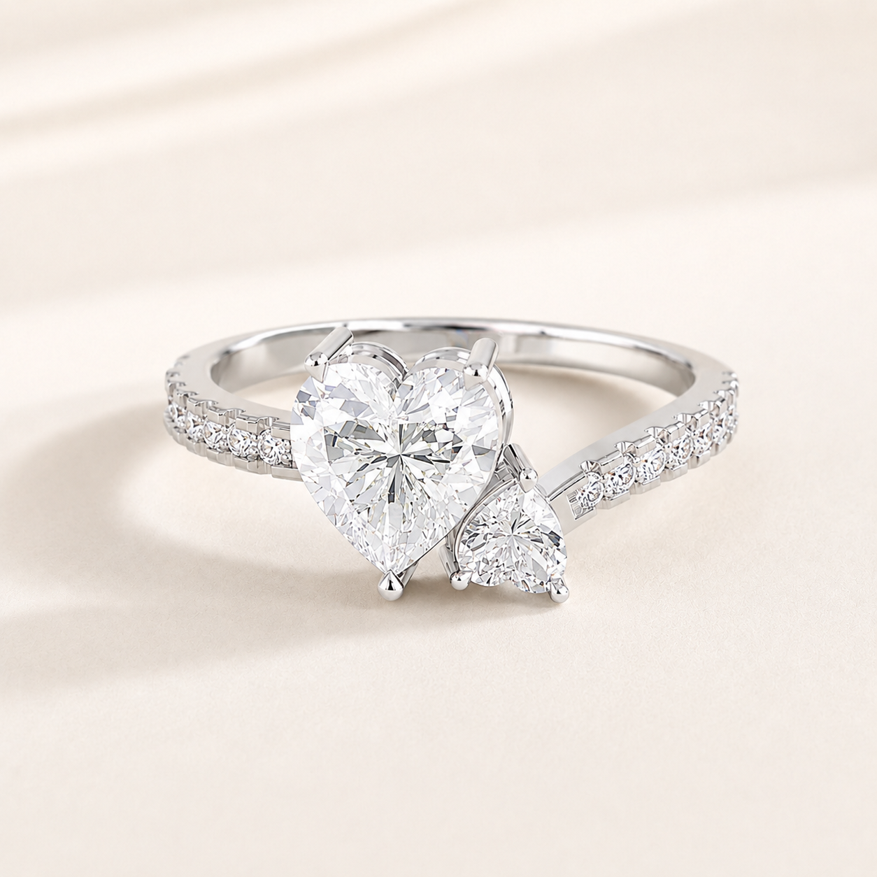 1.00 CT Heart Lab-Grown Diamond Ring in Yellow Gold, White Gold & Rose Gold