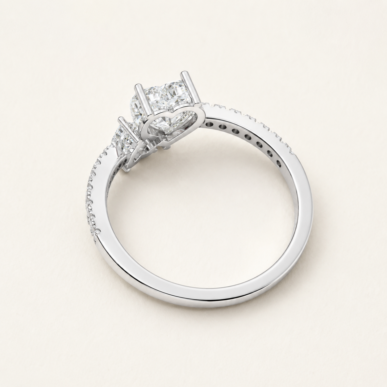 1.00 CT Heart Lab-Grown Diamond Ring in Yellow Gold, White Gold & Rose Gold - view 2