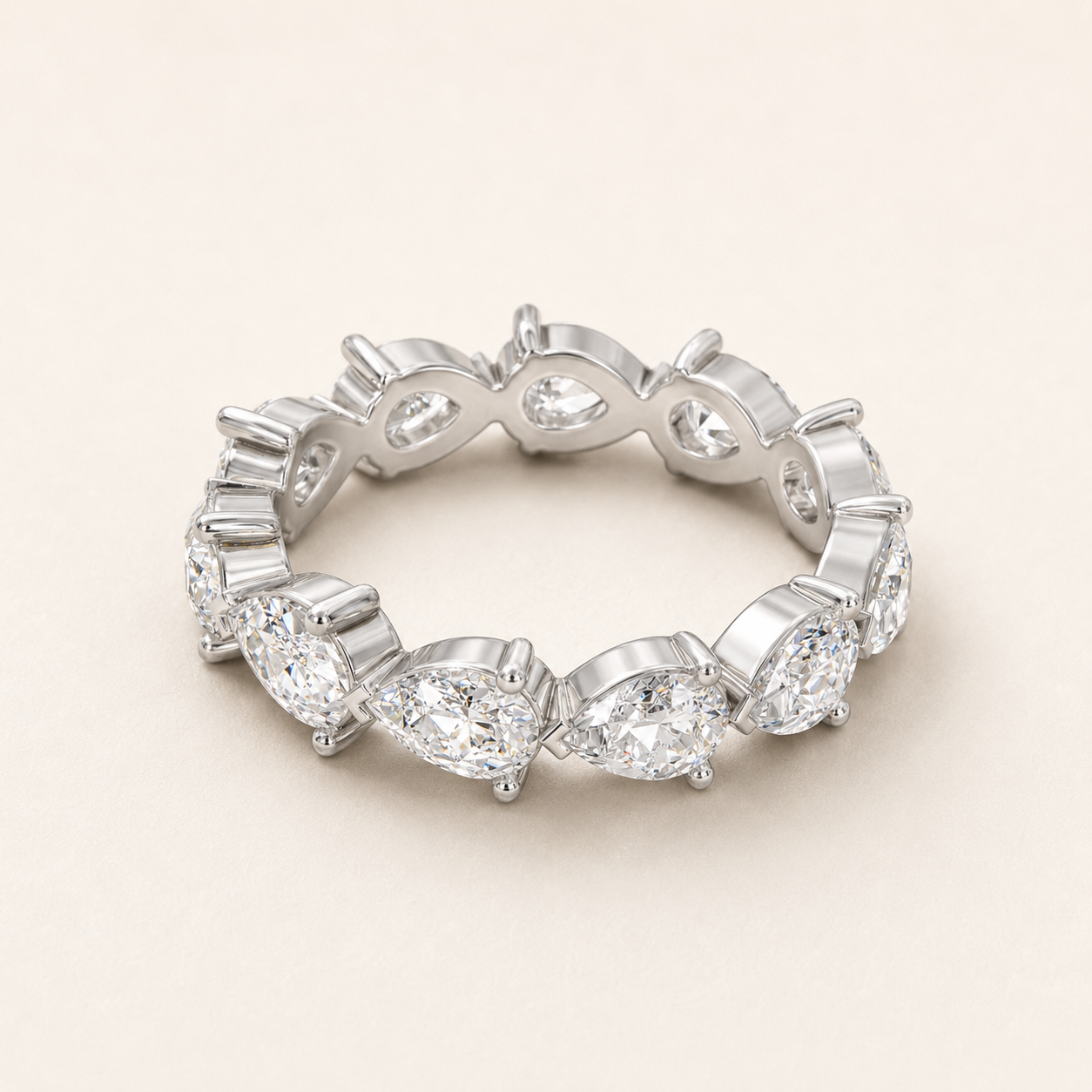 3.135 CT Pear Lab-Grown Diamond Eternity Band in Yellow Gold, White Gold & Rose Gold - view 2