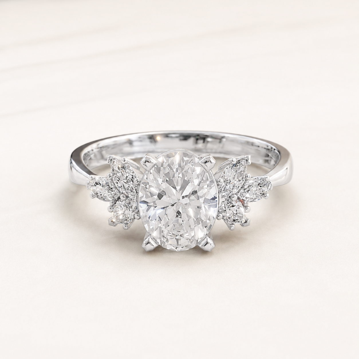 1.80 CT Oval Lab-Grown Diamond Ring in Yellow Gold, White Gold & Rose Gold