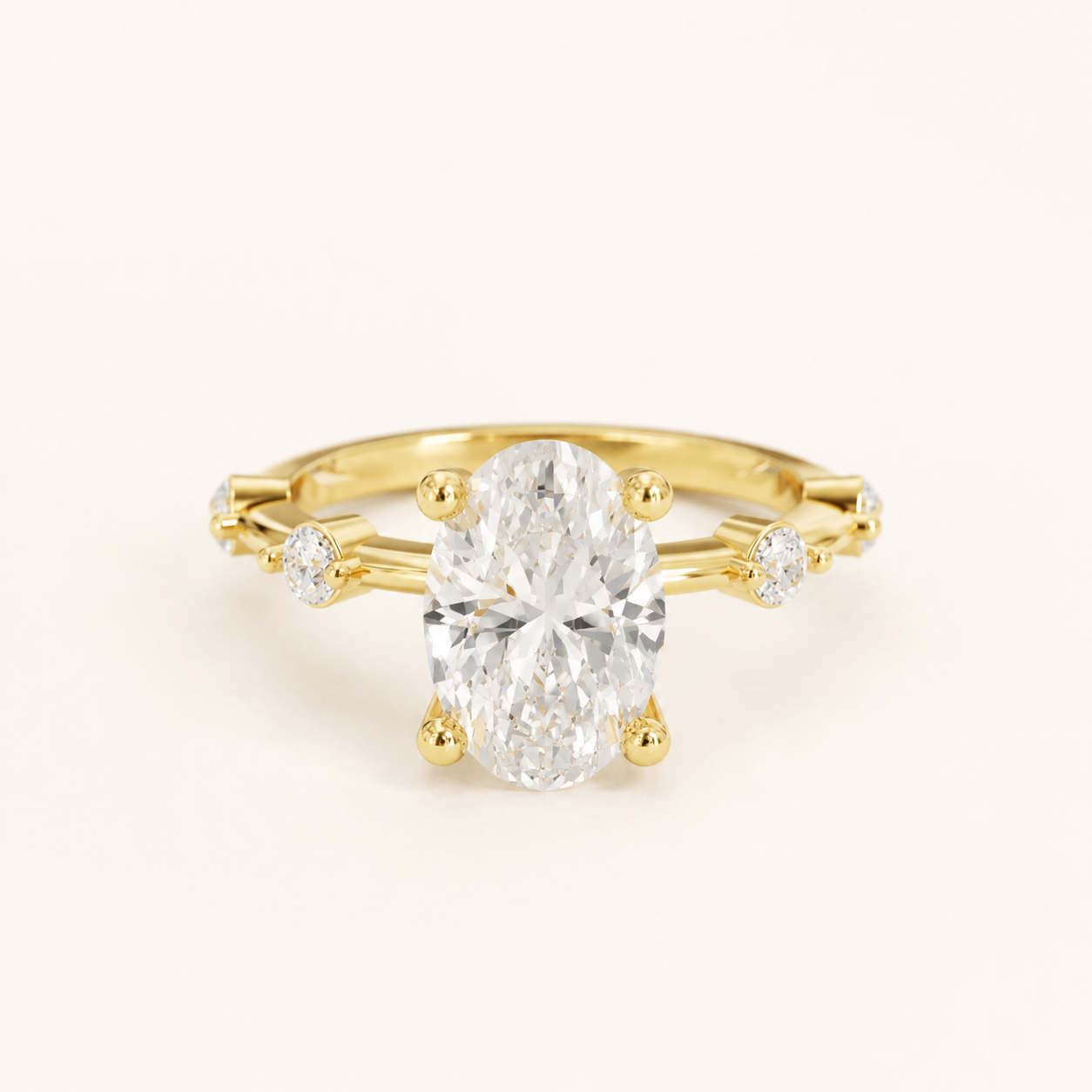 2.21 CT Oval Diamond Ring in White, Yellow & Rose Gold