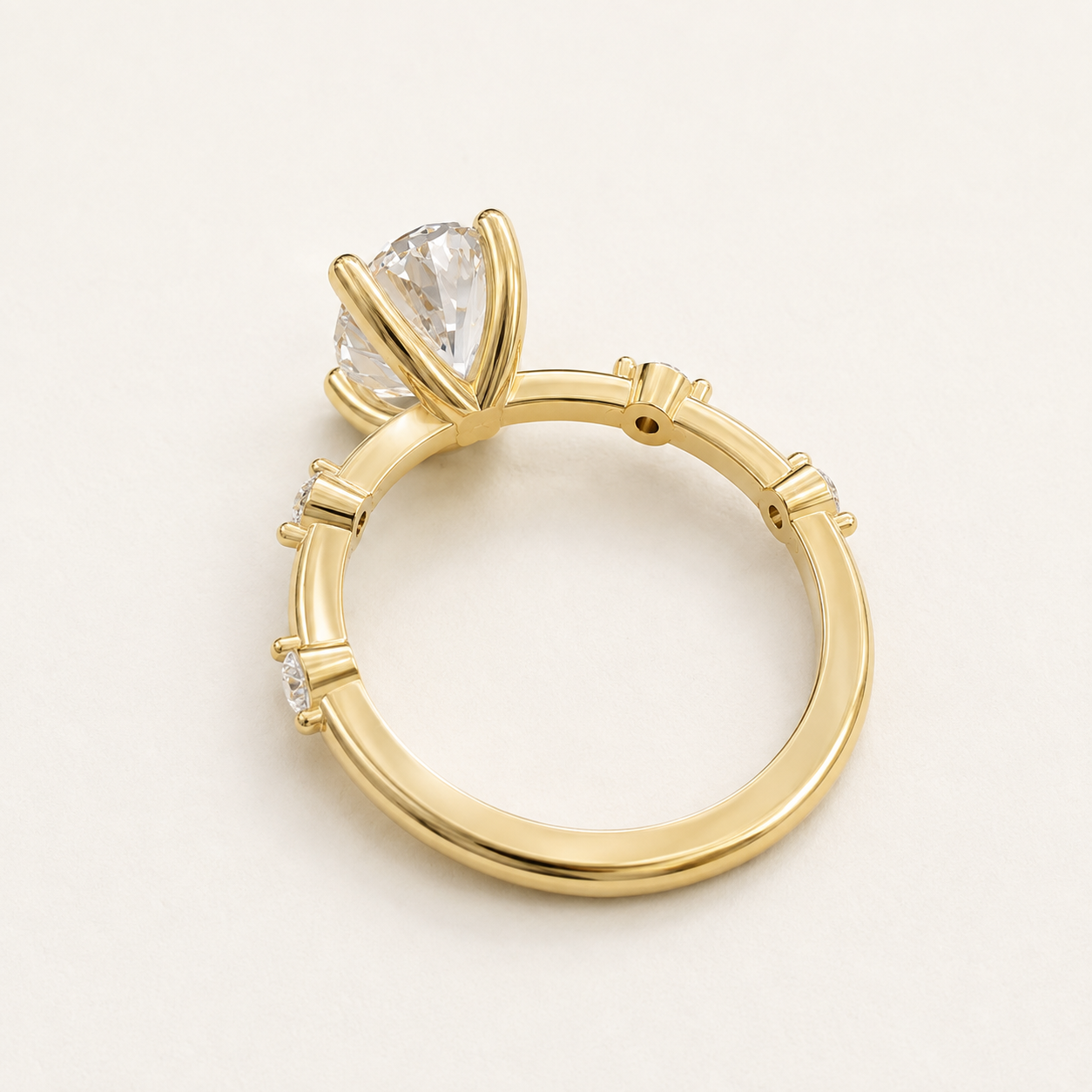 2.21 CT Oval Diamond Ring in White, Yellow & Rose Gold - view 2