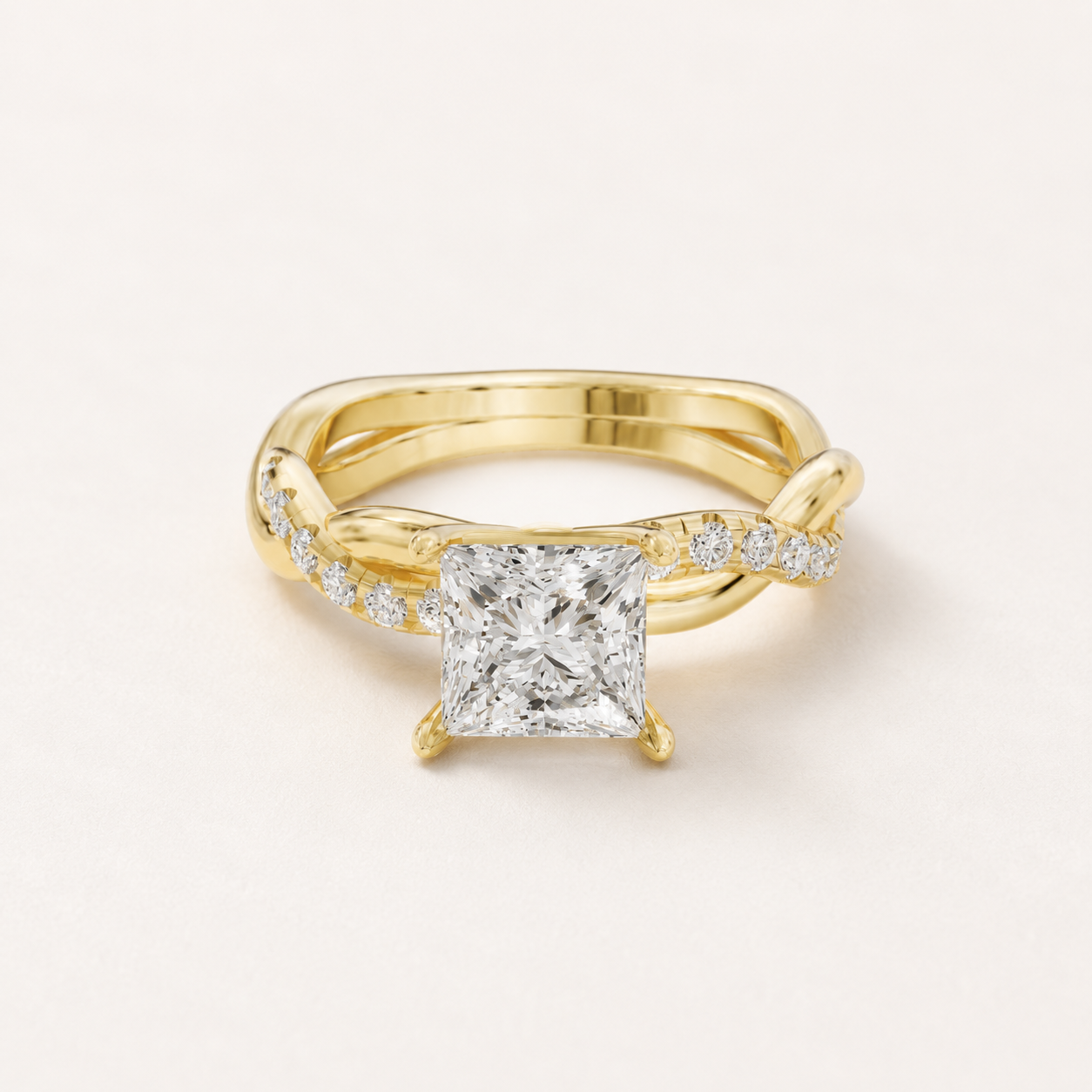 0.99 CT Princess Cut Diamond Ring in Yellow, White & Rose Gold