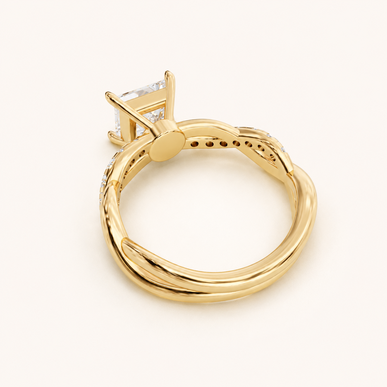 0.99 CT Princess Cut Diamond Ring in Yellow, White & Rose Gold - view 2