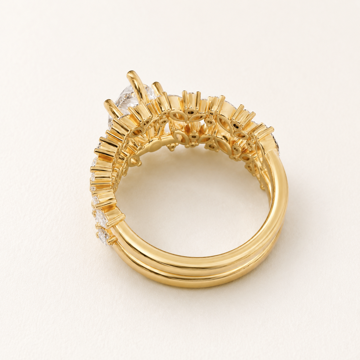 1.60 CT Pear Diamond Leaf Ring in White Gold, Yellow Gold & Rose Gold - view 2