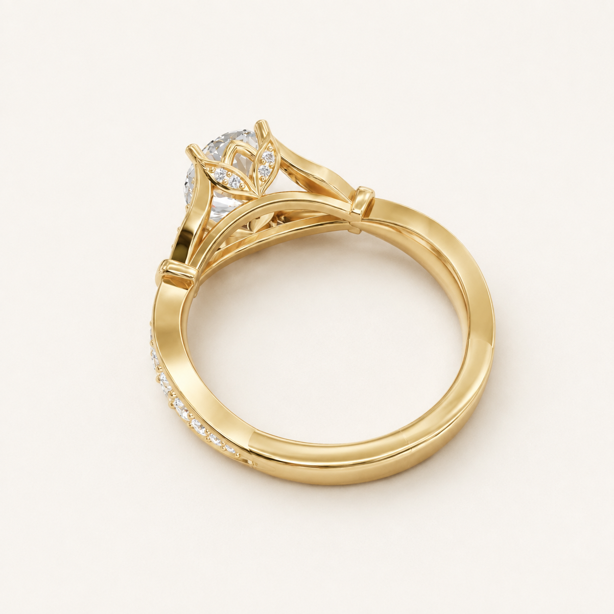 1.50 CT Oval Diamond Vine Ring in White Gold, Yellow Gold & Rose Gold - view 2