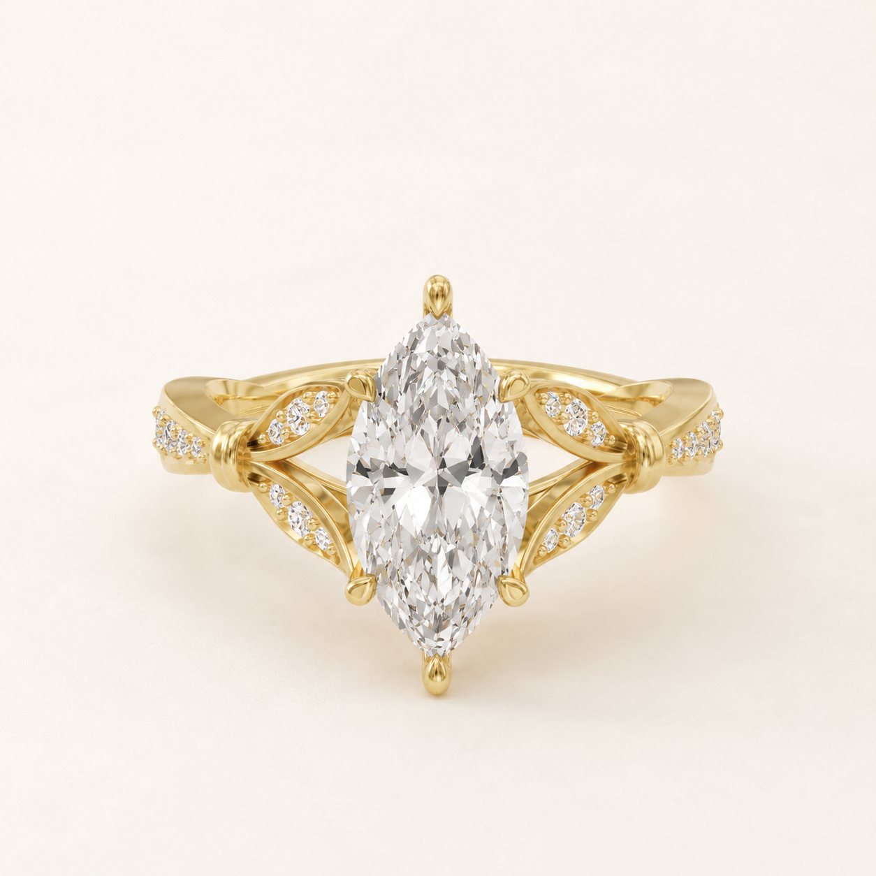 1.50 CT Marquise Diamond Vine Ring in White Gold, Yellow Gold & Rose Gold