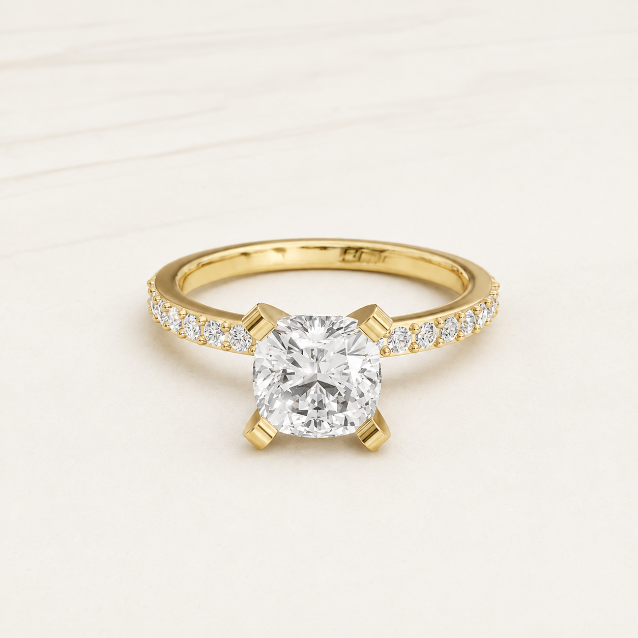 1.50 CT Cushion Diamond Ring in White, Yellow & Rose Gold