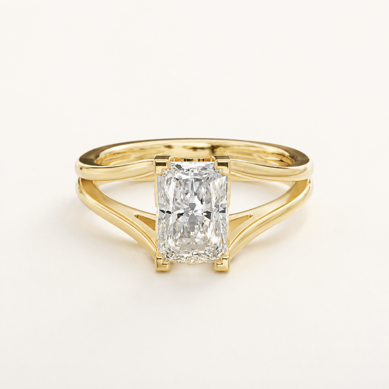 1.25 CT Radiant Cut Diamond Ring in White, Yellow & Rose Gold