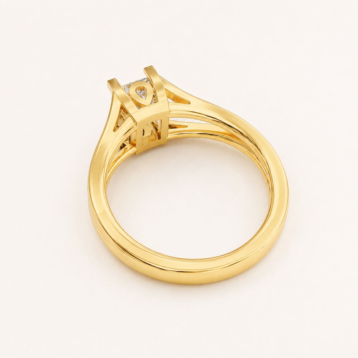 1.25 CT Radiant Cut Diamond Ring in White, Yellow & Rose Gold - view 2