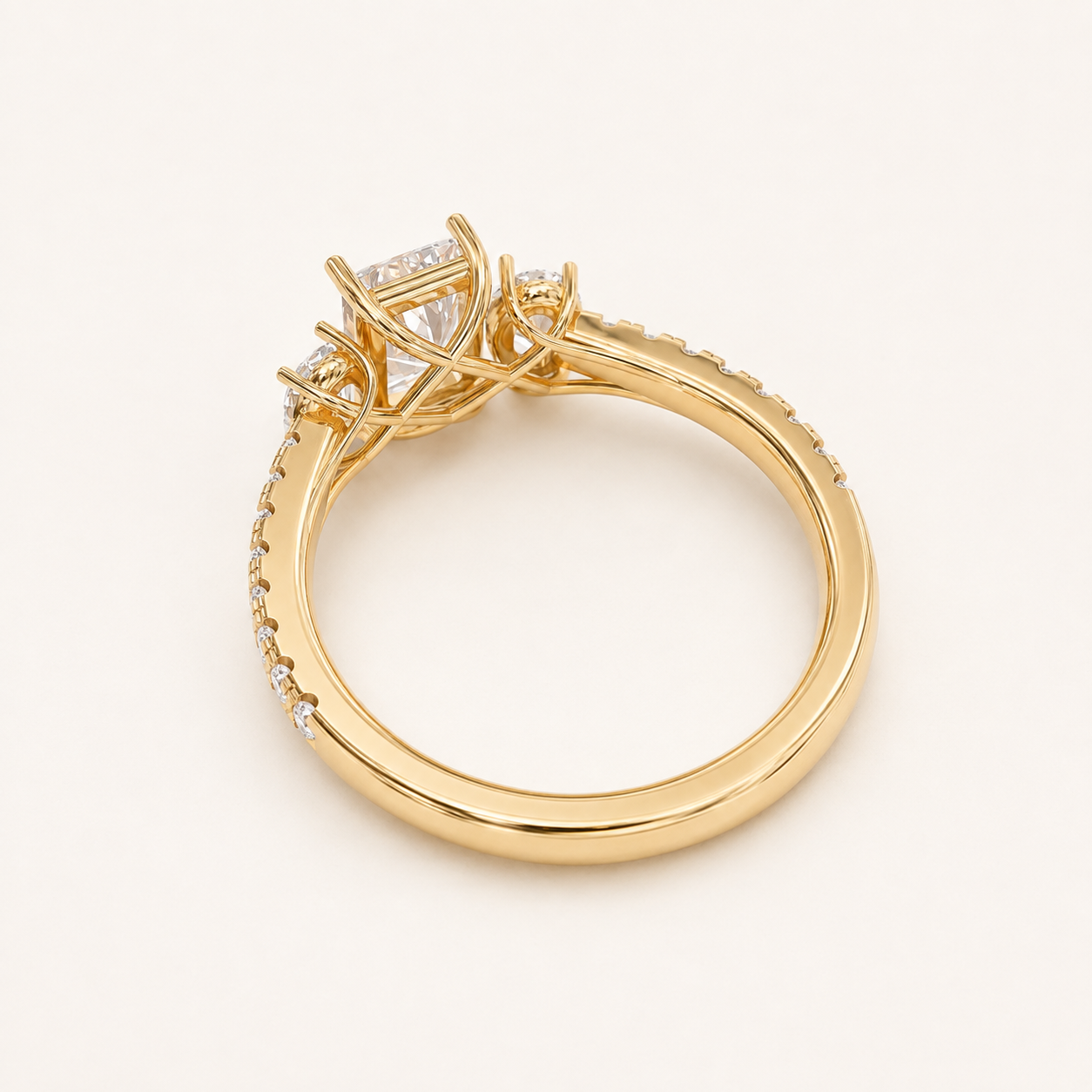1.00 CT Radiant Cut Diamond Ring in White, Yellow & Rose Gold - view 2