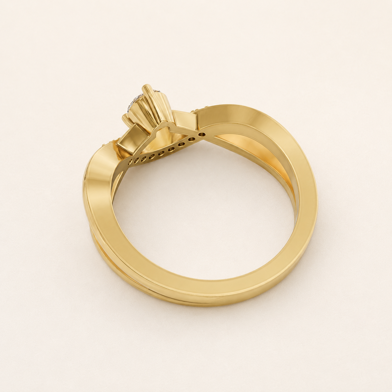 0.240 CT Round Diamond Crossover Ring in White, Yellow & Rose Gold - view 2